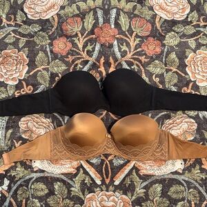 Elegant Black and Tan Strapless Bras